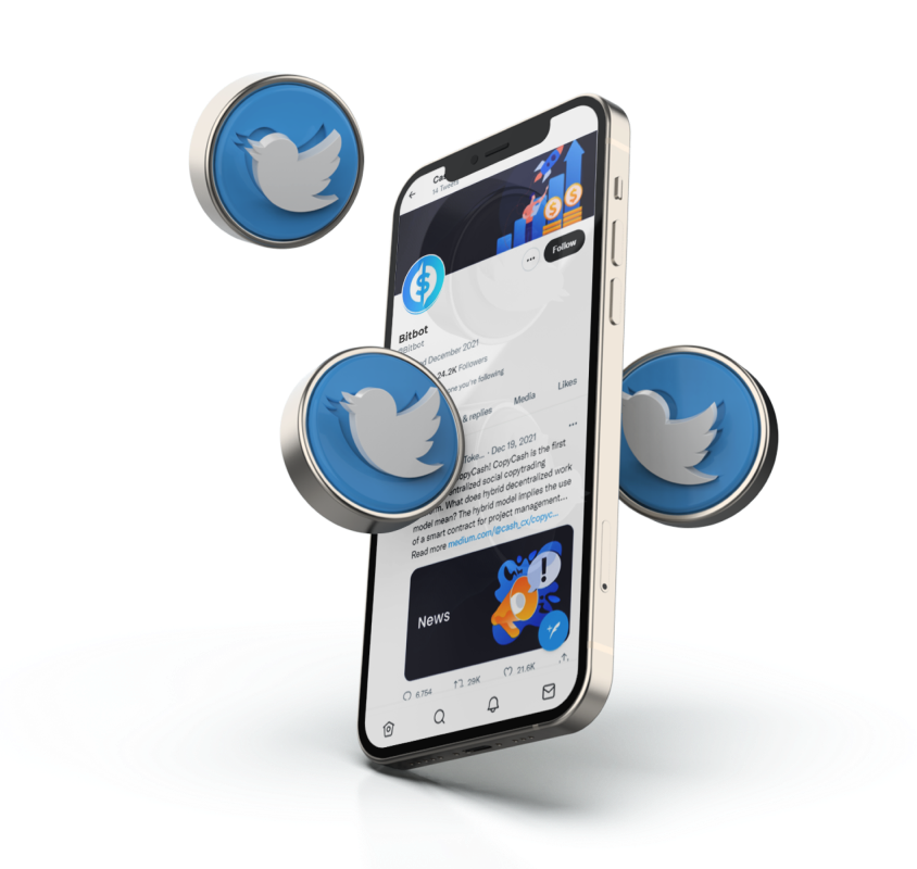 A phone where opened a twitter of bitbot